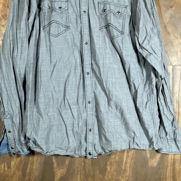 Cody James Mens Shirt Gray Brown Western Tall Fit Pearl Snap Western 3XLT - Picture 3 of 12